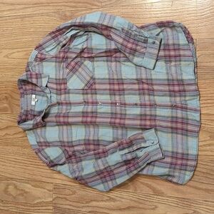 True Craft plaid long-sleeve button-down shirt blue red women's size 2XL